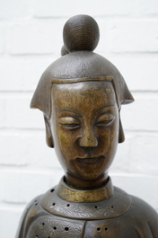 A pair of large Chinese bronze nodding-head figures for the Vietnamese market, 19th C.